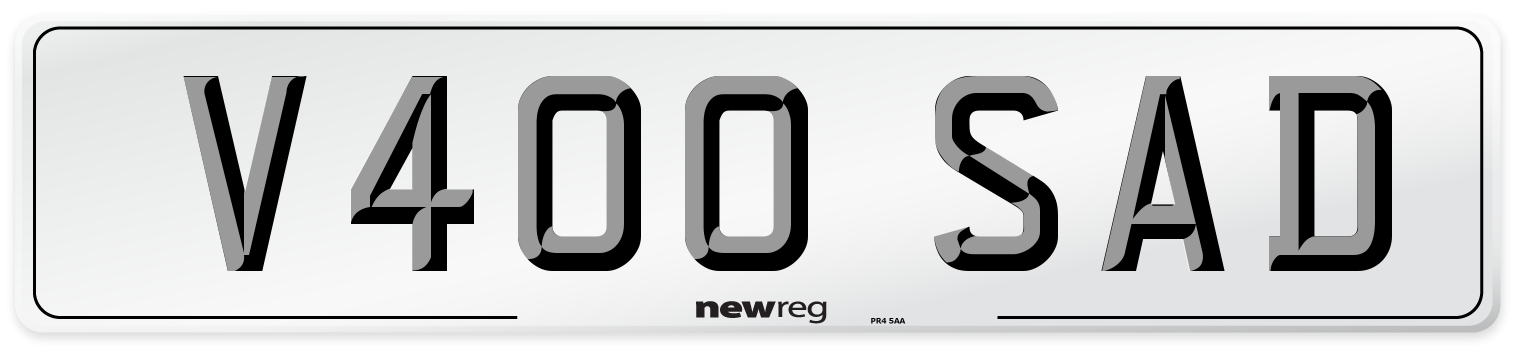 V400 SAD Number Plate from New Reg
